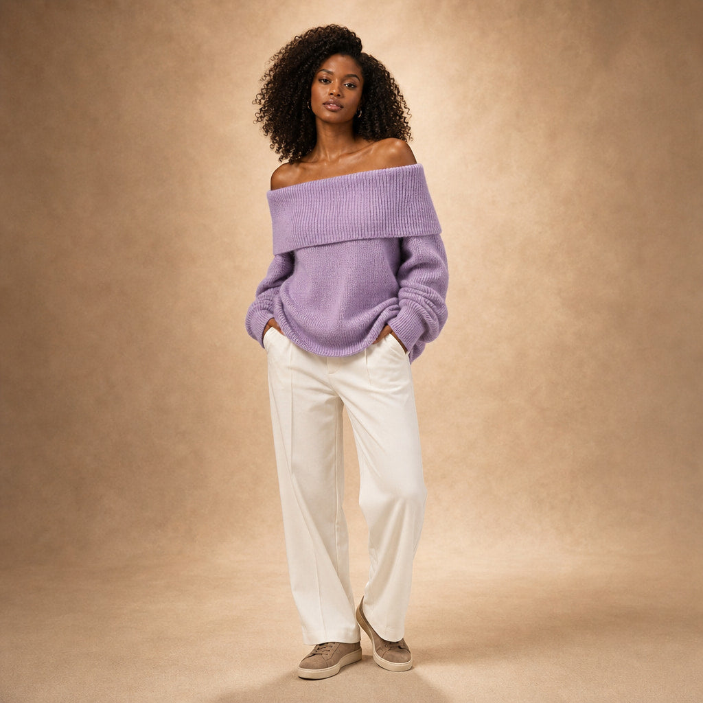 Ysabel Off Shoulder Sweater in Purple – Mampierimoda Premium Womenswear