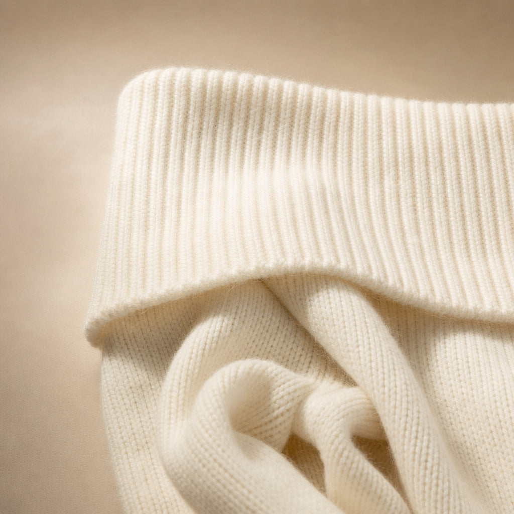 Ysabel Off Shoulder Sweater White – Fabric and Detail Close-Up