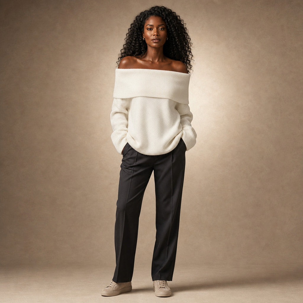 Ysabel Off Shoulder Sweater in White – Mampierimoda Premium Womenswear
